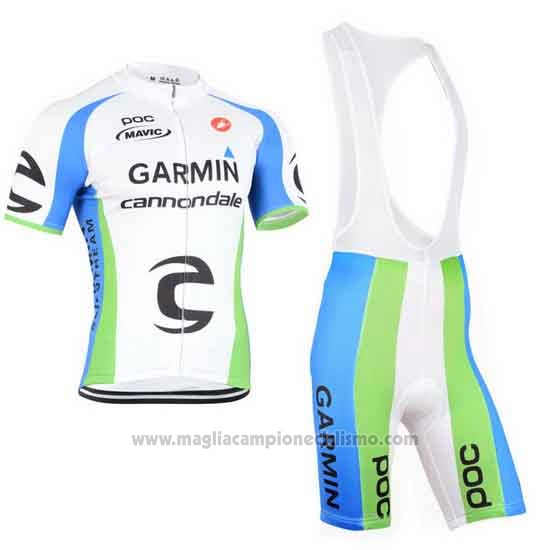 2015 Abbigliamento Ciclismo Cannondale Verde e Bianco Manica Corta e Salopette